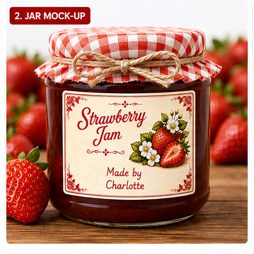 Personalised Strawberry Jam Jar Labels – 21 Premium Gloss Vinyl Stickers