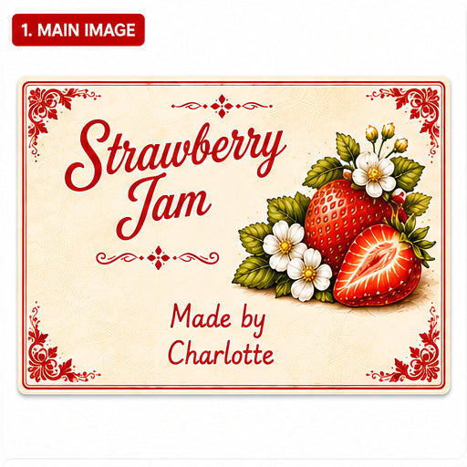 Personalised Strawberry Jam Jar Labels – 21 Premium Gloss Vinyl Stickers
