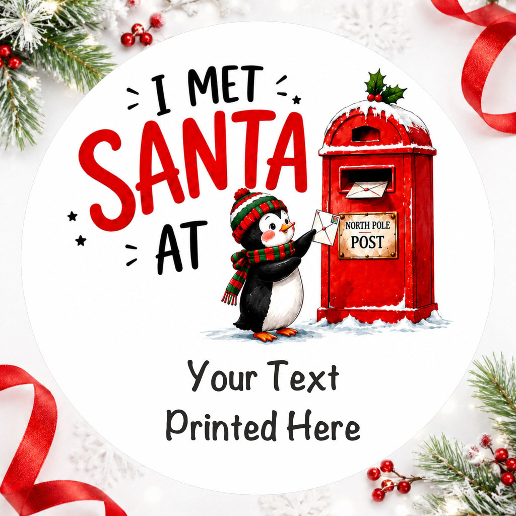 I Met Santa At”  Personalised  stickers Perfect for Santa Grottos & Christmas Events