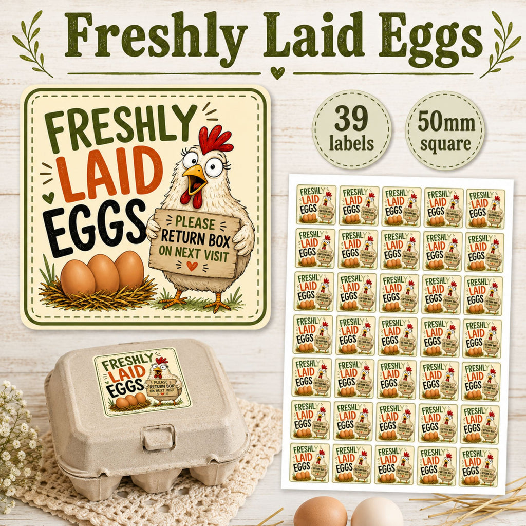 39  Square Egg Box Labels Freshly Laid Eggs, Return egg Box Labels