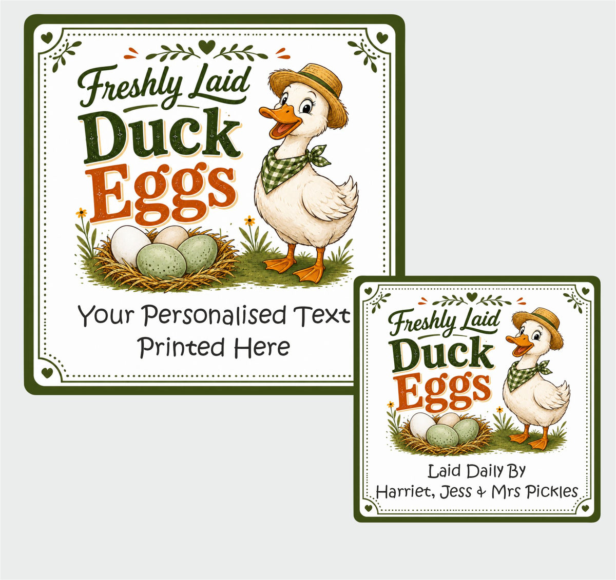 Personalised Freshly Laid Duck Egg Labels – 39 x 50mm Square Stickers