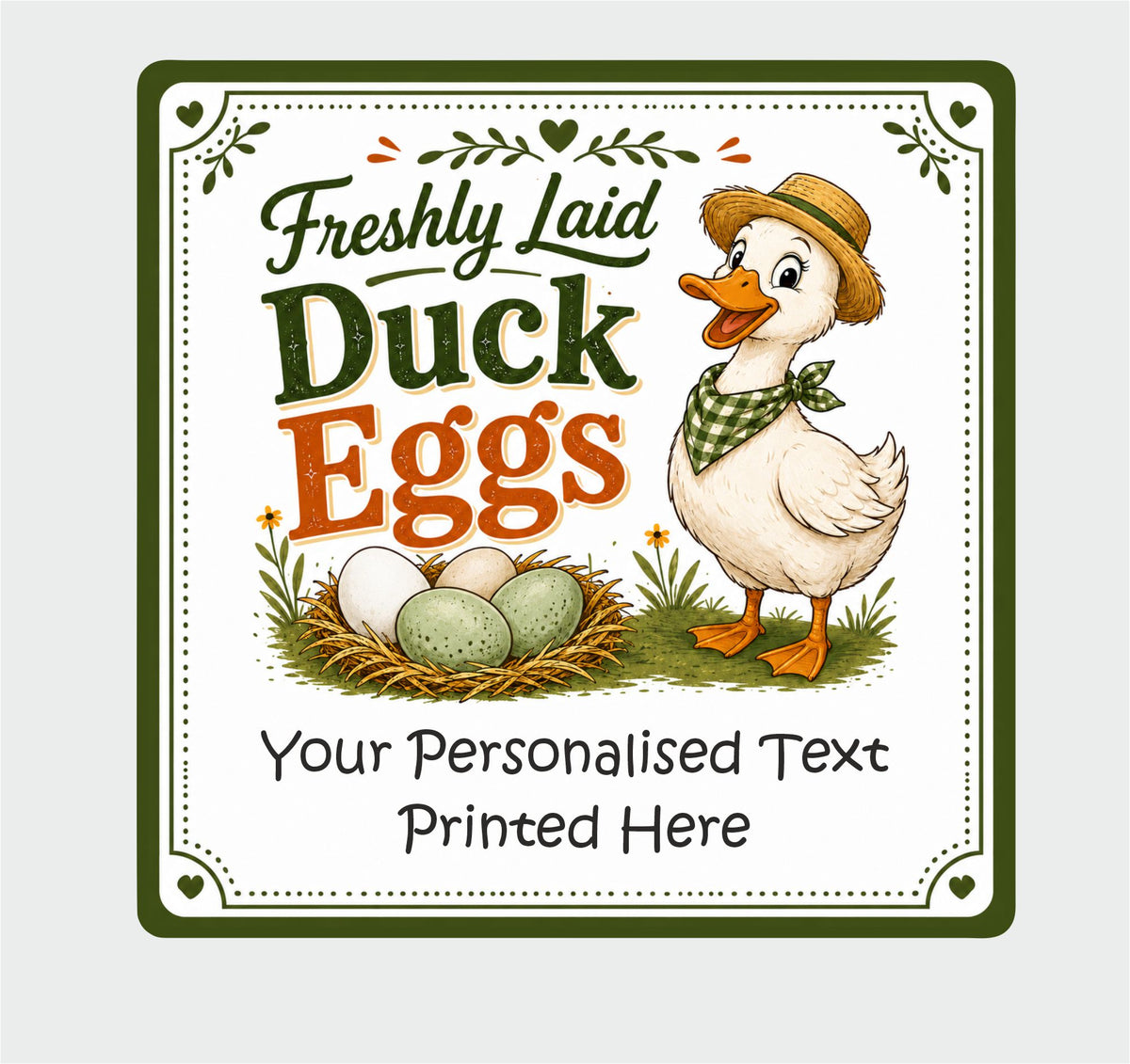 Personalised Freshly Laid Duck Egg Labels – 39 x 50mm Square Stickers