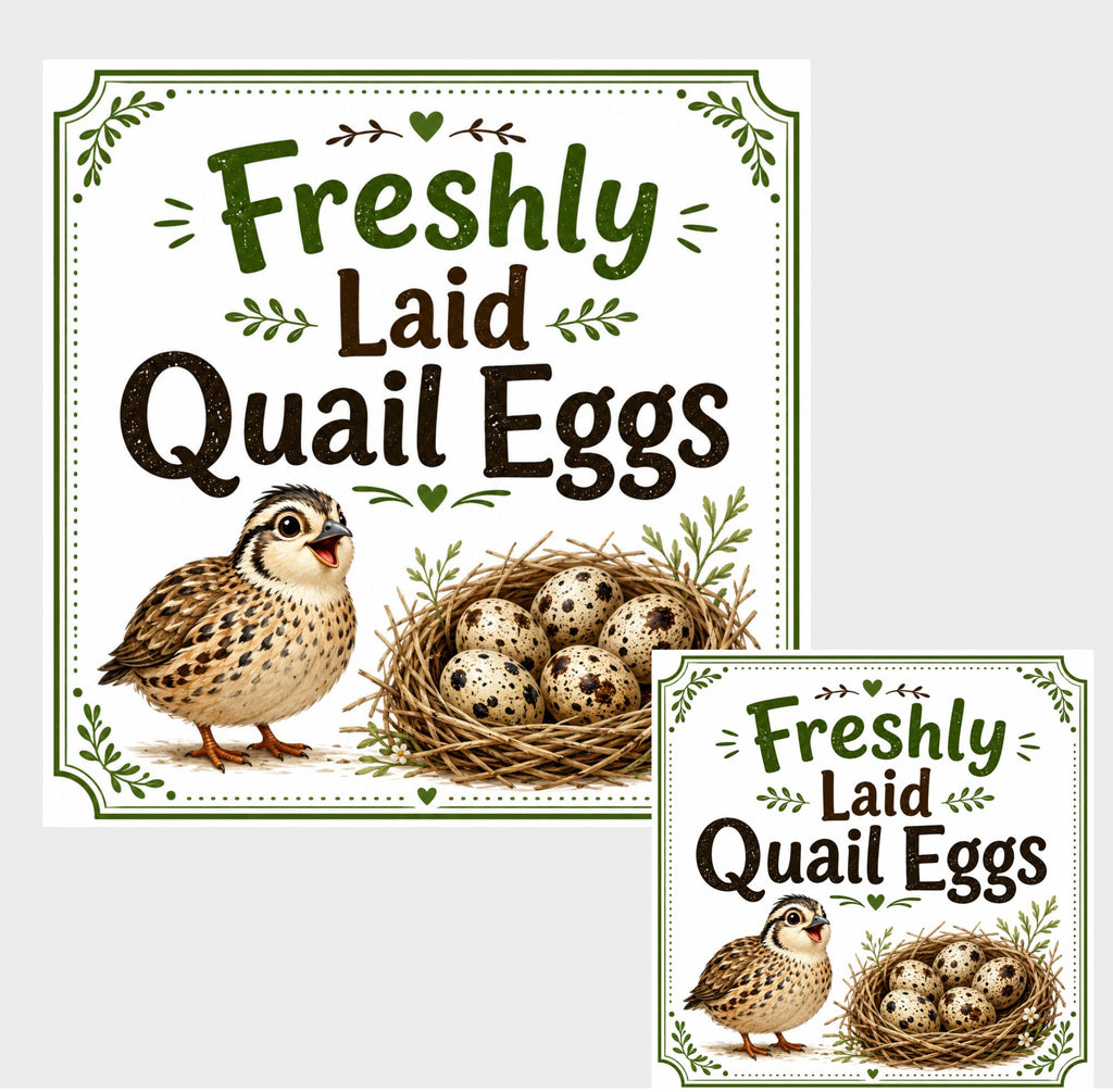 Freshly Laid Quail Egg Box  Labels – 39 x 50mm Square Stickers, Carton