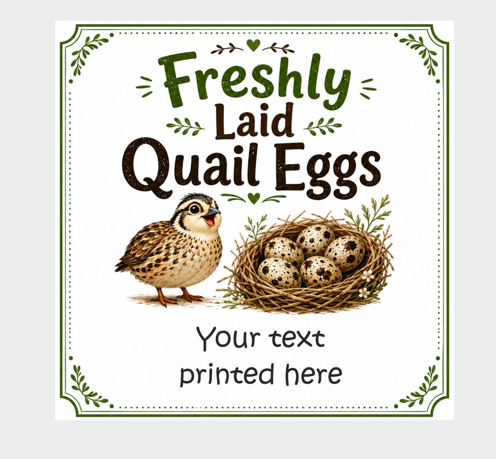 Personalised Freshly Laid Quail Egg Box Labels – 39 x 50mm Square Stickers