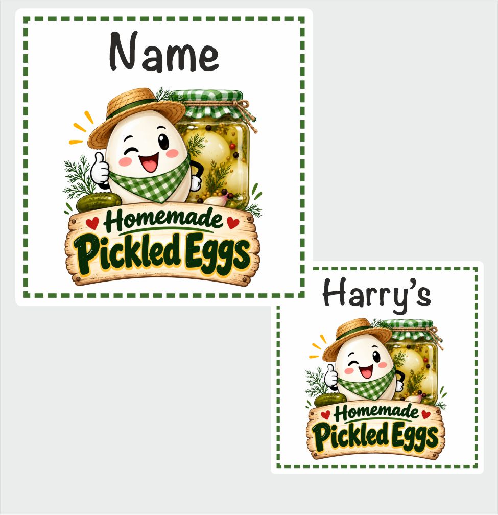 39 Personalised Homemade Pickled Eggs Labels 50mm Any Name Printed