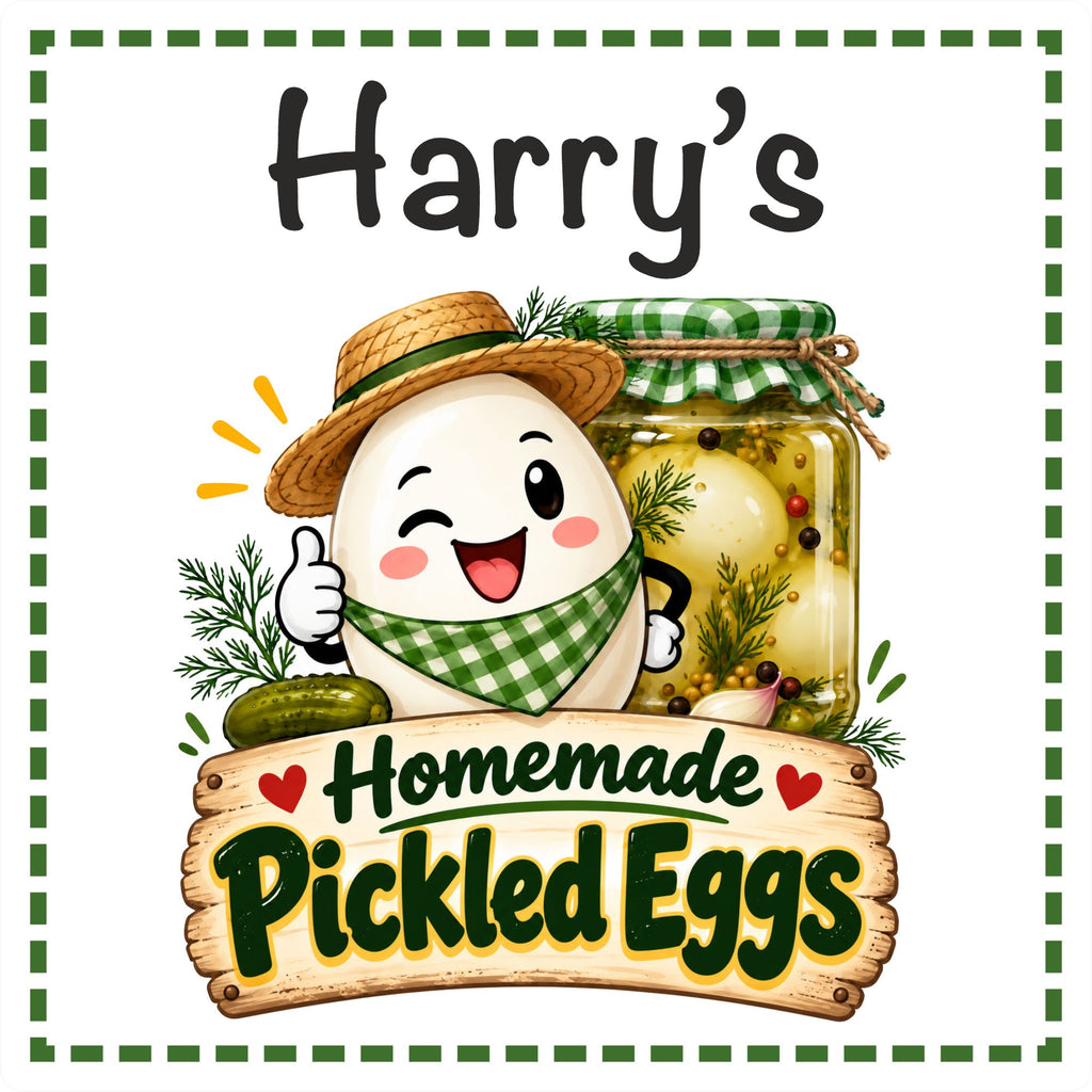 39 Personalised Homemade Pickled Eggs Labels 50mm Any Name Printed