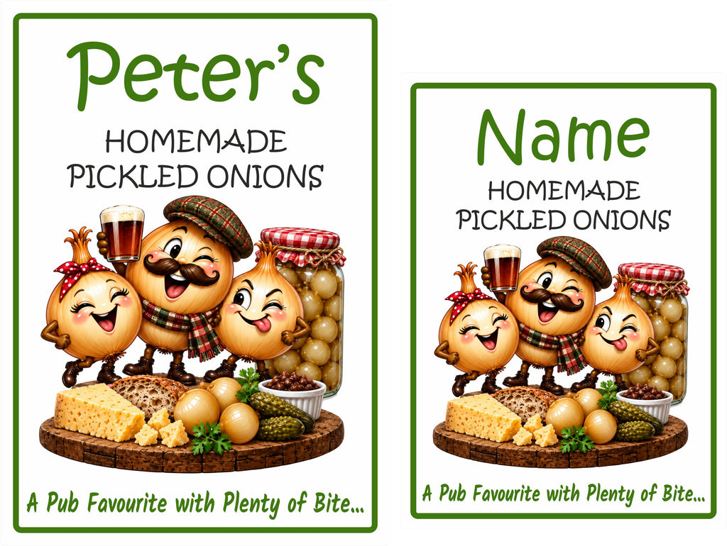 26 Personalised Homemade Pickled Onion Labels – Any Name – Fun Pub Style Jar Stickers