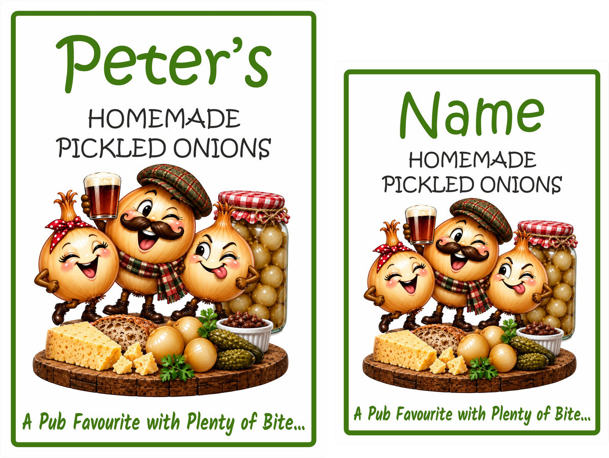 26 Personalised Homemade Pickled Onion Labels – Any Name – Fun Pub Style Jar Stickers