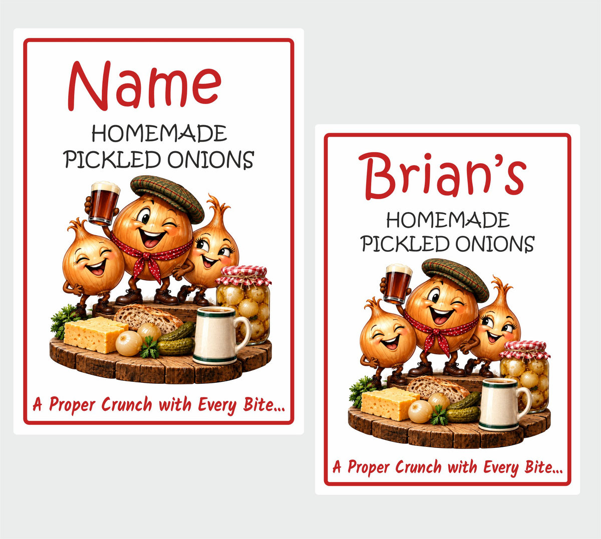 Personalised Pickled Onion Labels – Homemade Jar Stickers – Custom Any Name