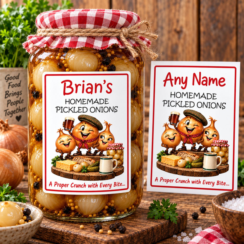 Personalised Pickled Onion Labels – Homemade Jar Stickers – Custom Any Name