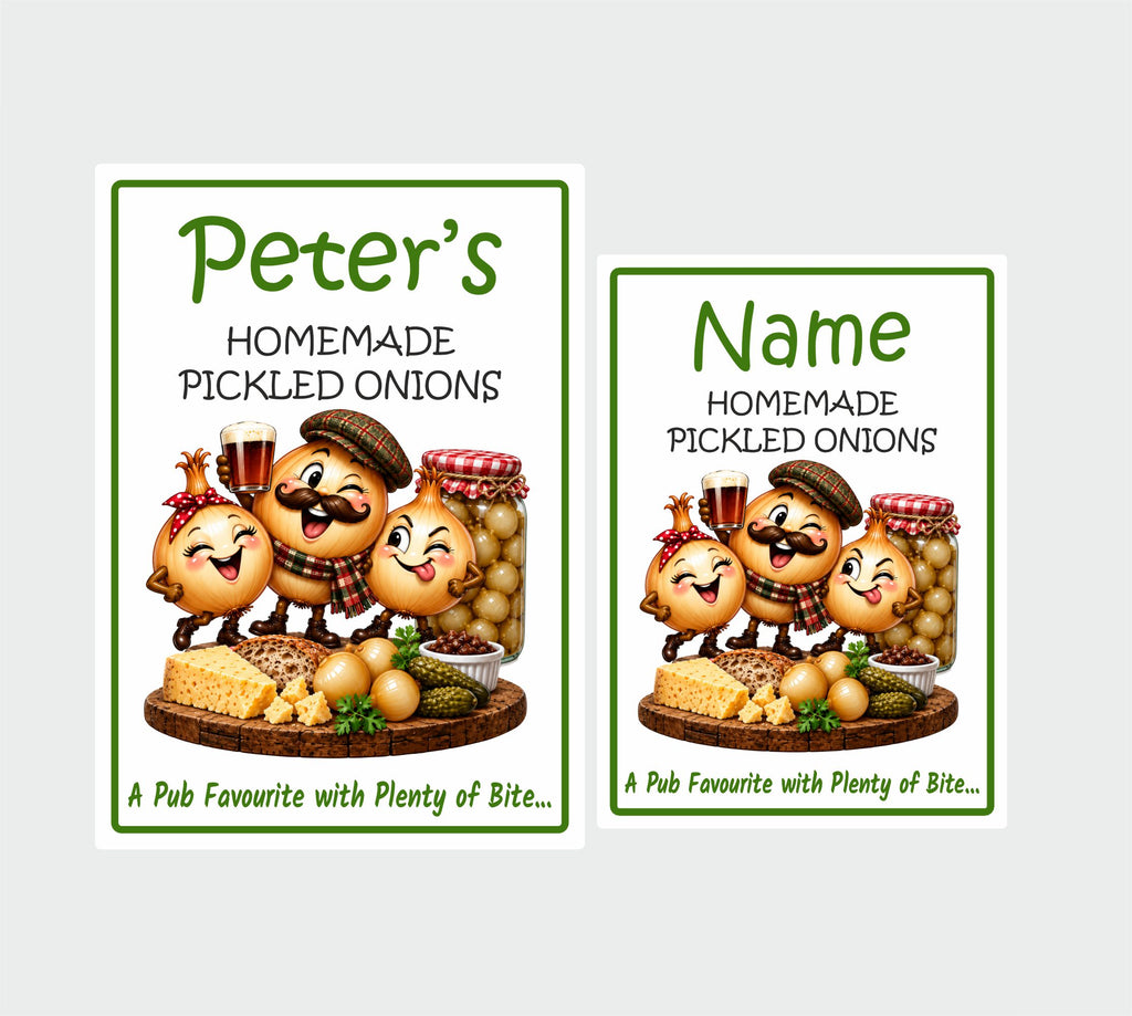 26 Personalised Homemade Pickled Onion Labels – Any Name – Fun Pub Style Jar Stickers