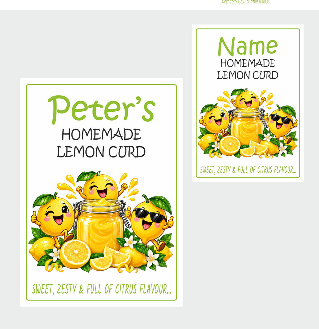 26 Personalised Homemade Lemon Curd Labels – 50 x 70mm – Any Name Printed