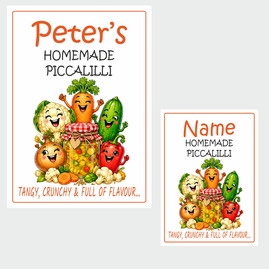 26 Personalised Homemade Piccalilli Labels – 50 x 70mm – Any Name Printed