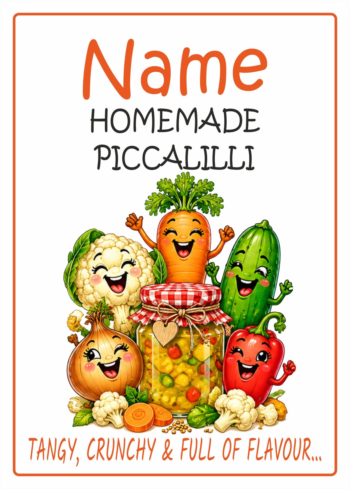 26 Personalised Homemade Piccalilli Labels – 50 x 70mm – Any Name Printed