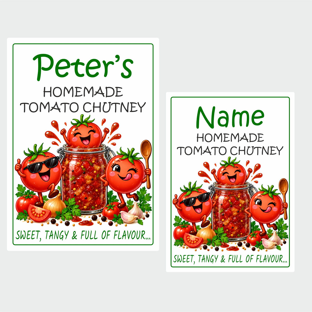 26 Personalised Homemade Tomato Chutney Labels – 50 x 70mm – Any Name Printed