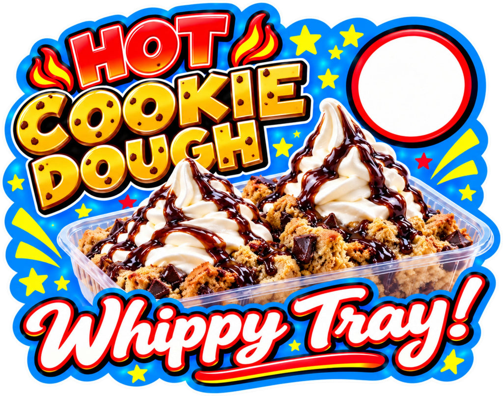 Hot Cookie Dough Whippy Tray Ice Cream Sticker – 200mm x 149mm Shaped Fully Laminated Sticker