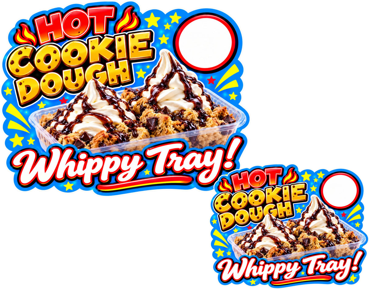 Hot Cookie Dough Whippy Tray Ice Cream Sticker – 200mm x 149mm Shaped Fully Laminated Sticker