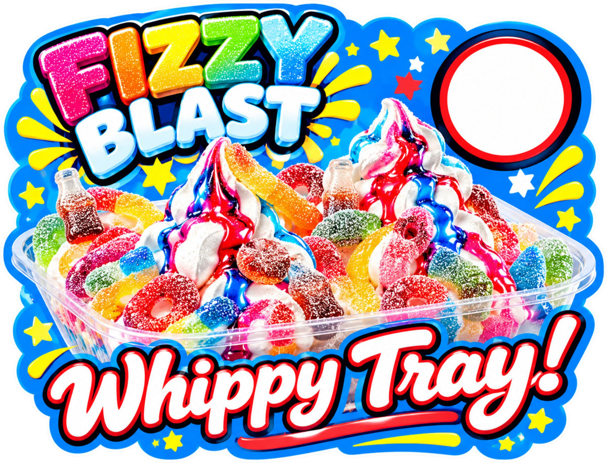 Fizzy Blast Whippy Tray Ice Cream Sign – 200mm x 149mm Shaped Fully Laminated Sticker