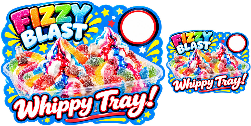 Fizzy Blast Whippy Tray Ice Cream Sign – 200mm x 149mm Shaped Fully Laminated Sticker
