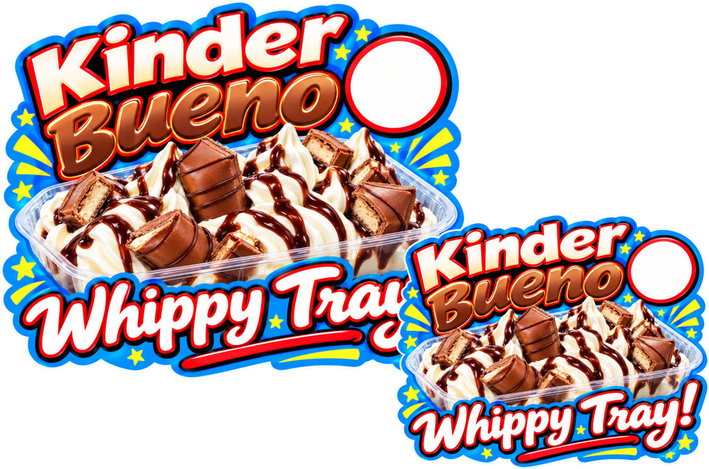 Kinder Bueno Whippy Tray Ice Cream Sticker – 200mm x 149mm Shaped Fully Laminated Sticker