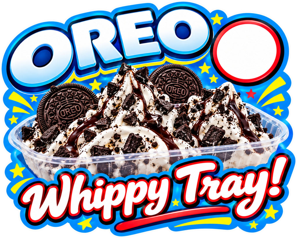 Oreo Whippy Tray Ice Cream Sticker – 200mm x 149mm Shaped Fully Laminated Sticker