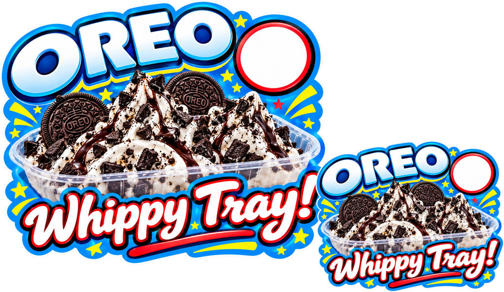 Oreo Whippy Tray Ice Cream Sticker – 200mm x 149mm Shaped Fully Laminated Sticker