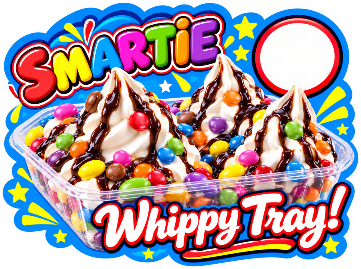 Smartie Whippy Tray Ice Cream Sticker – 200mm x 149mm Shaped Fully Laminated Sticker