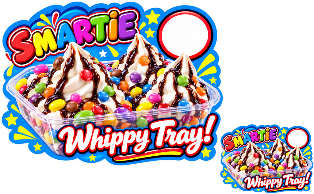 Smartie Whippy Tray Ice Cream Sticker – 200mm x 149mm Shaped Fully Laminated Sticker