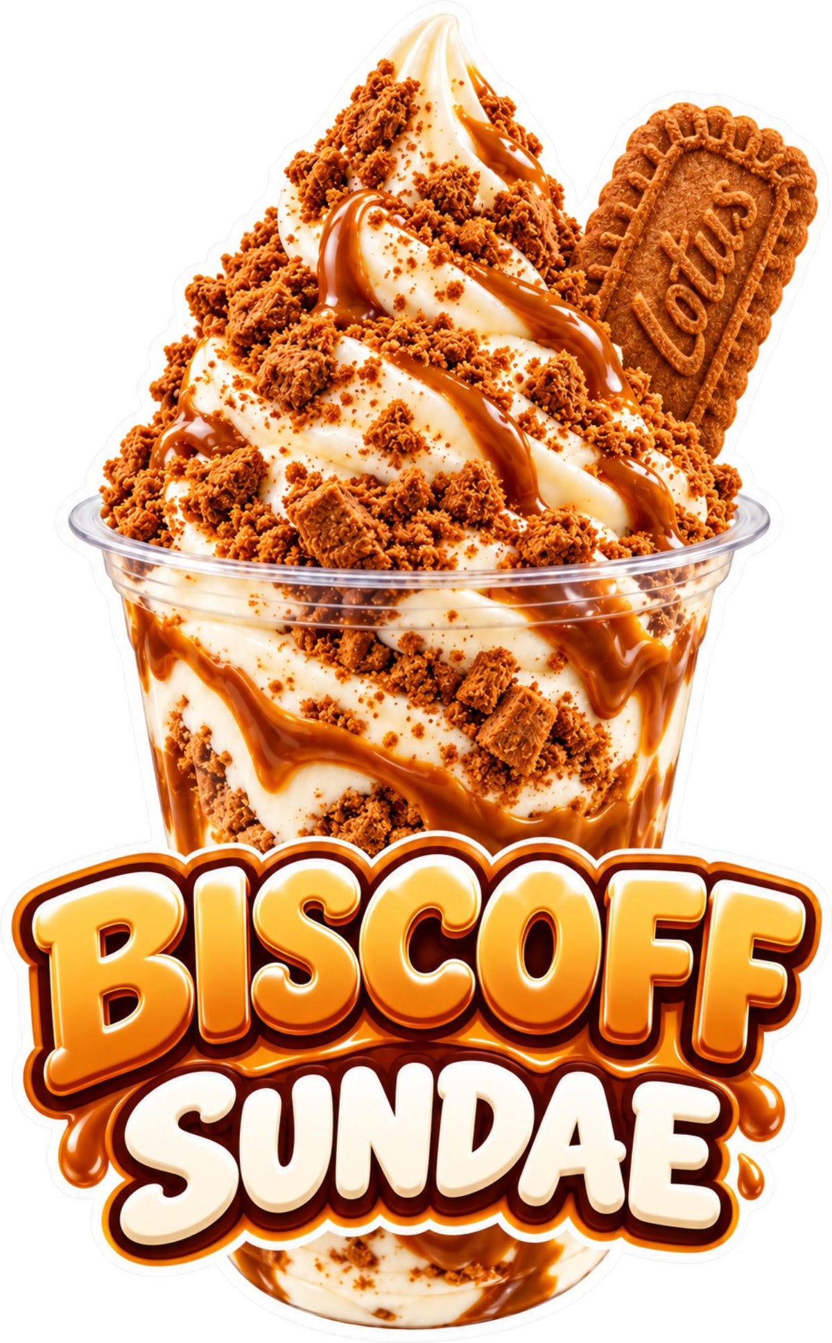 Biscoff Sundae Ice Cream Van Laminated Window Sticker