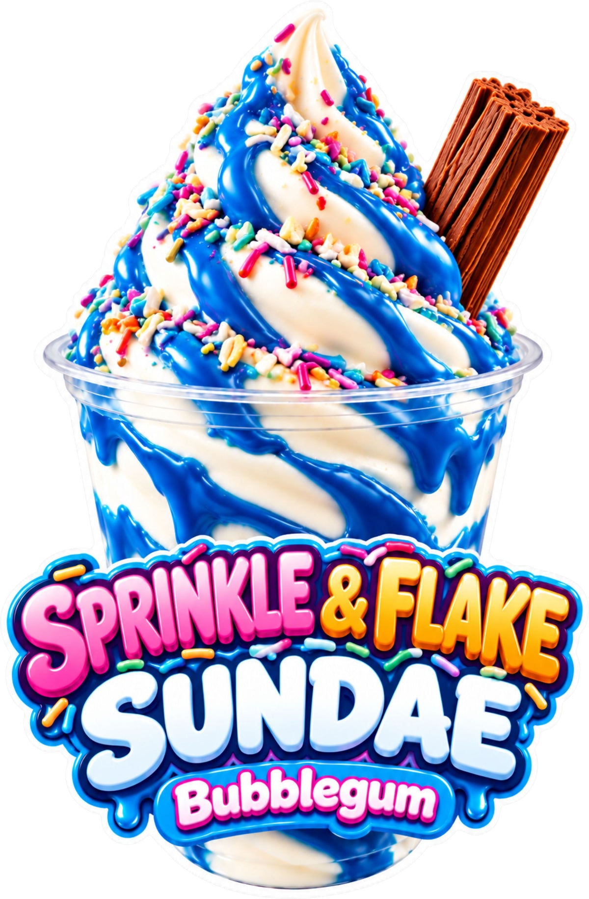 Bubblegum Sprinkle & Flake Sundae Ice Cream Van Laminated Window Sticker
