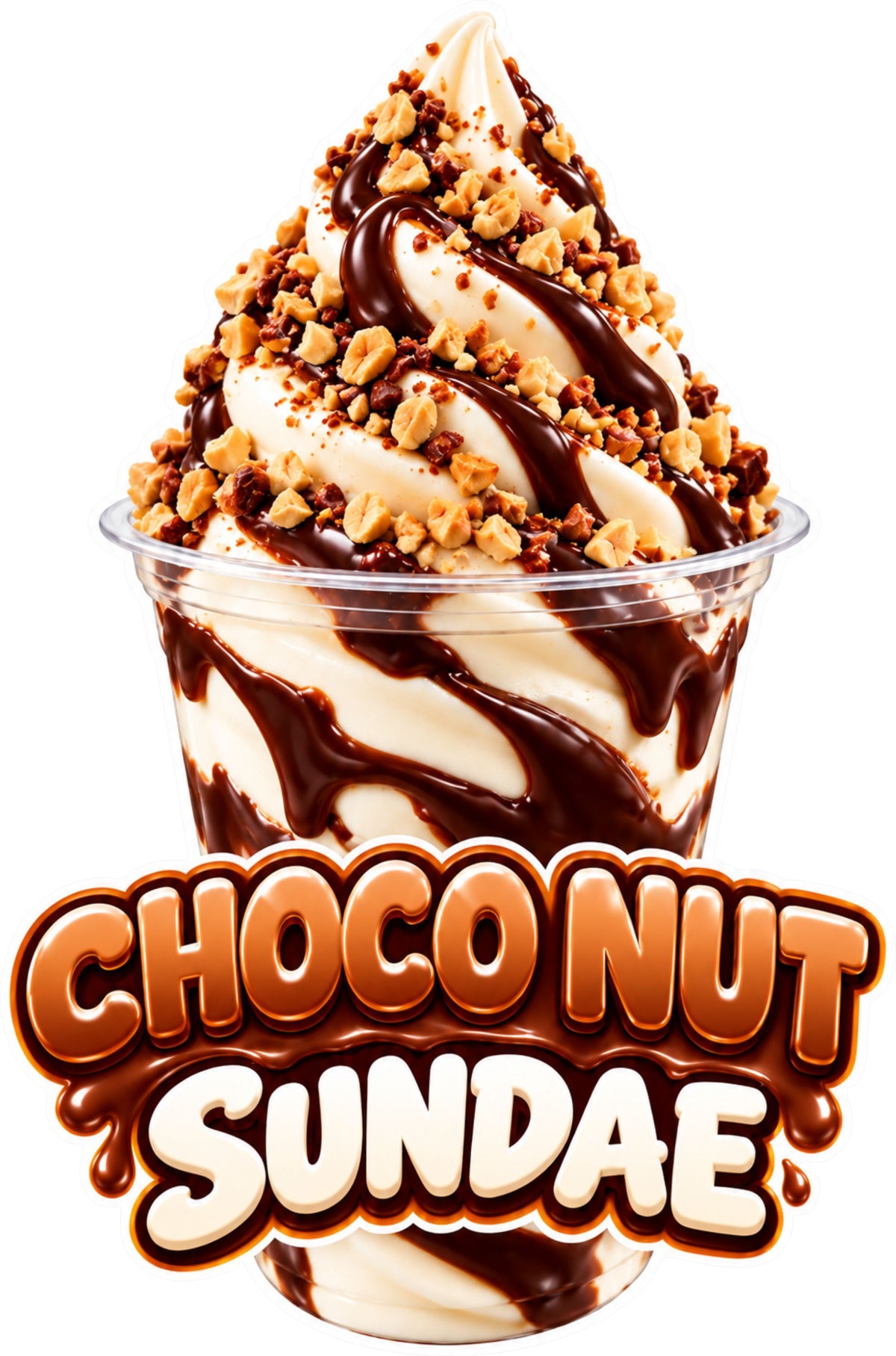 Choco Nut Sundae Ice Cream Van Laminated Window Sticker