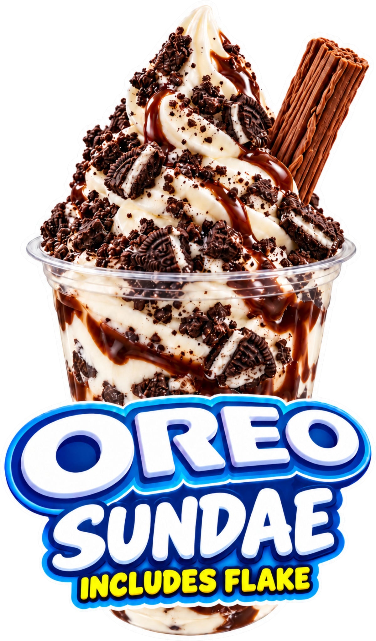 Oreo Flake Sundae Ice Cream Van Laminated Window Sticker