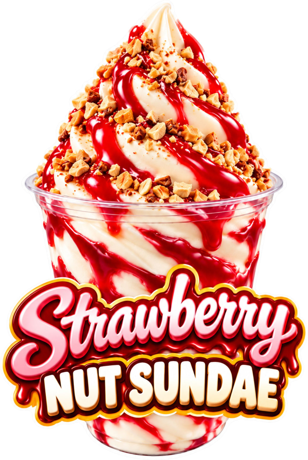 Strawberry Nut Sundae Ice Cream Van Laminated window Sticker