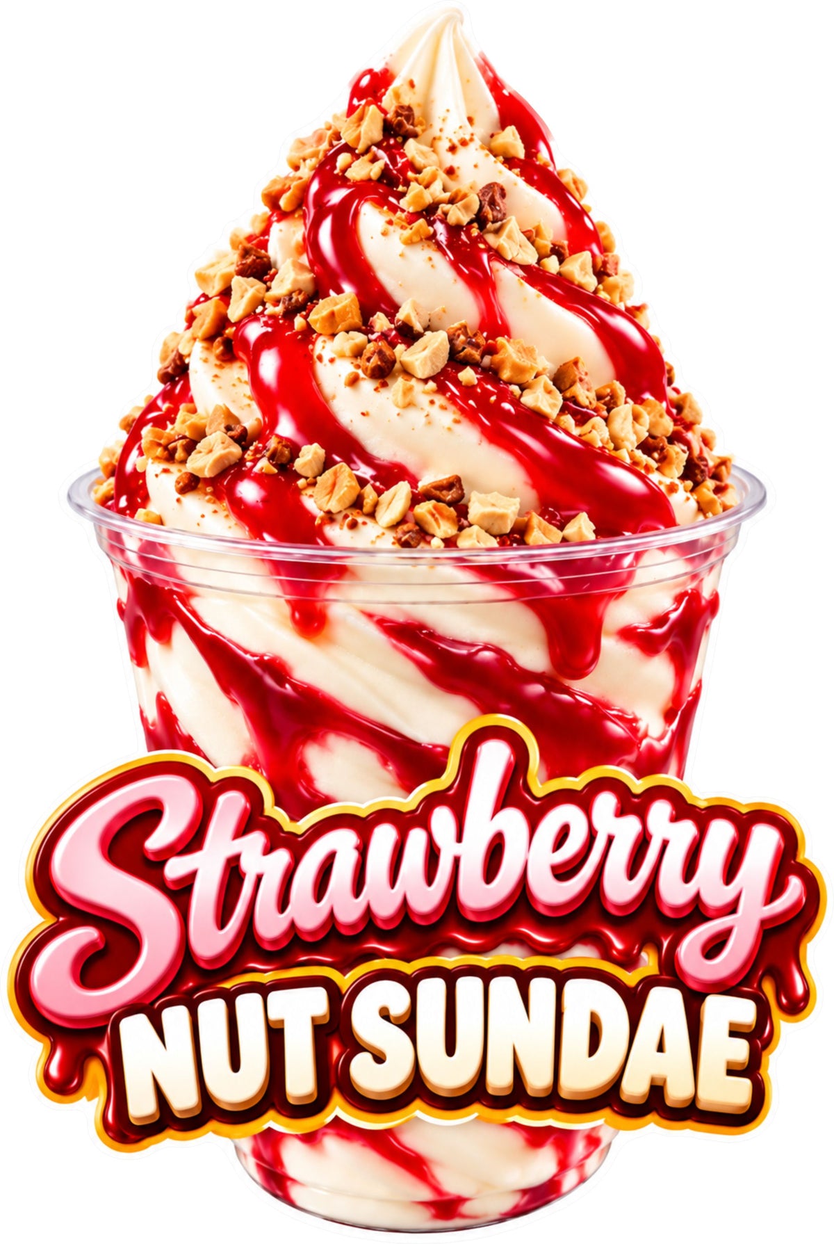 Strawberry Nut Sundae Ice Cream Van Laminated window Sticker