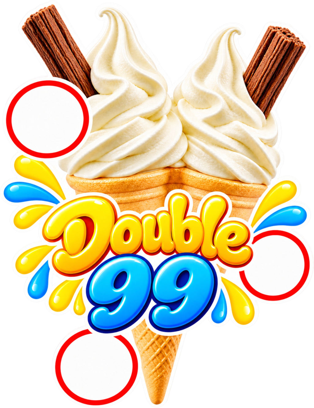 Double 99 Ice Cream Van Laminated  & Waterproof Window Sticker