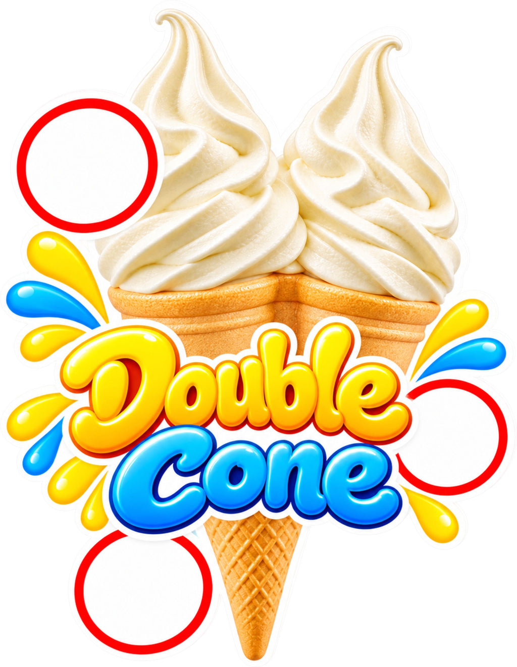 Double Cone Ice Cream Van Waterproof & Laminated Window Sticker