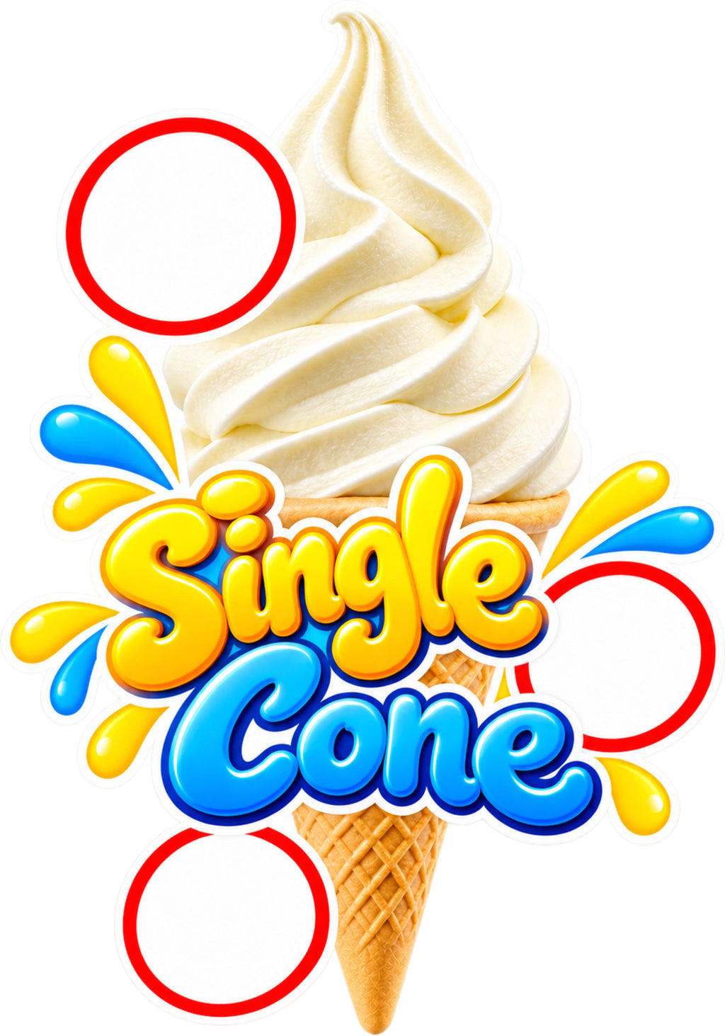 Single Cone Ice Cream Van Laminated Window Sticker