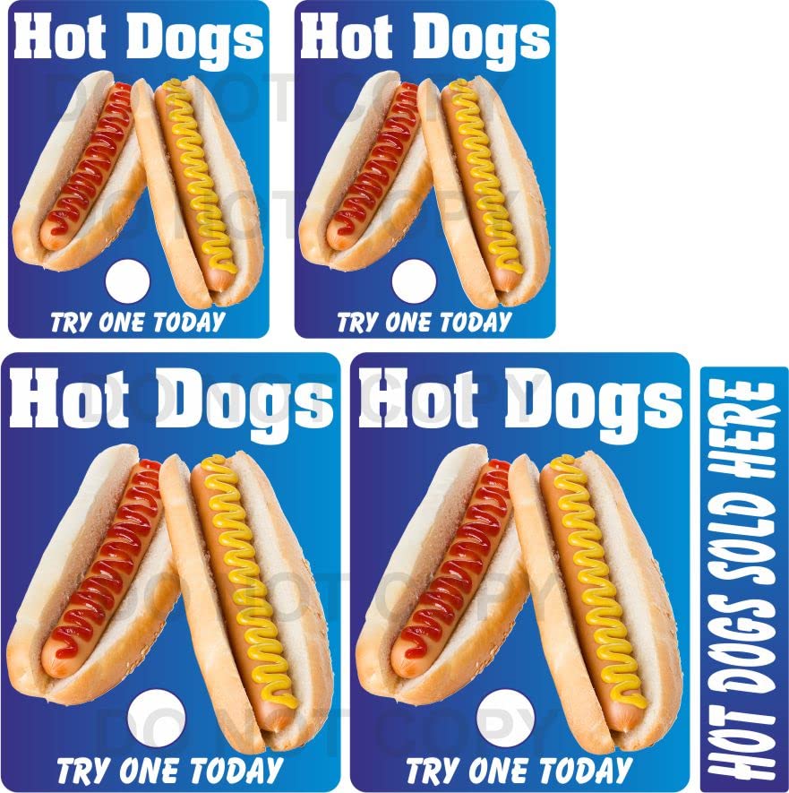 Hot Dog Stickers Advert 5 piece Set ice Cream Van Catering Trailer Takeaway bar Cafe BBQ
