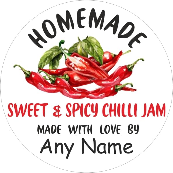 39 Sweet & Spicy Chilli Jam Labels, Stickers Personalised with Any Name