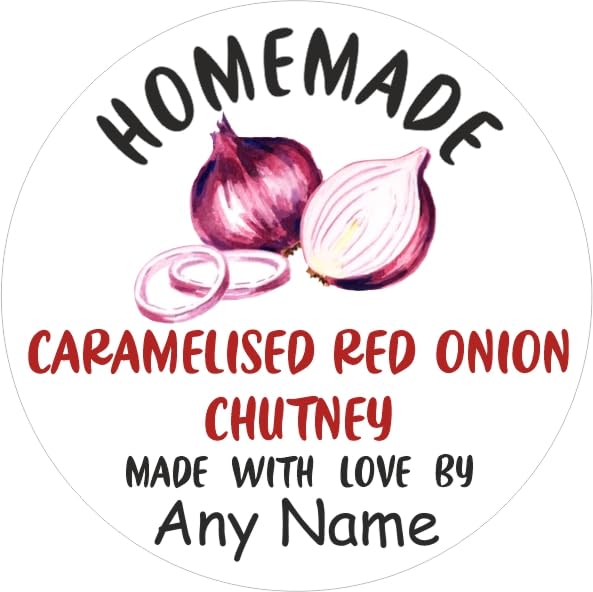 39 Caramelised Red Onion Chutney Labels, Stickers Personalised with Any Name