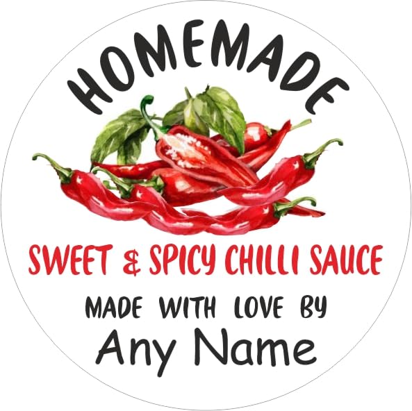 39 Sweet & Spicy Chilli Sauce Labels, Stickers Personalised with Any Name