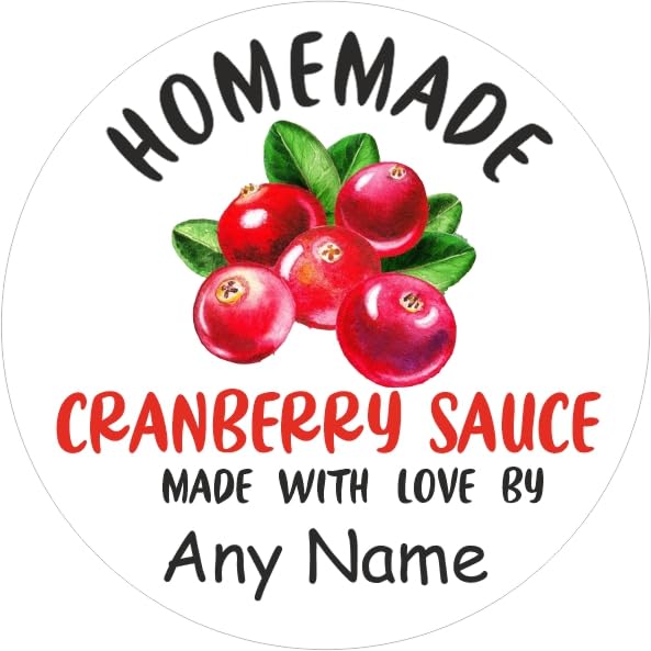 39 Cranberry Sauce Labels, Stickers Personalised with Any Name