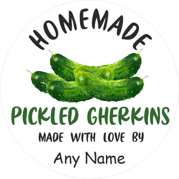 39 Pickled Gherkin Wally Labels, Stickers Personalised with Any Name
