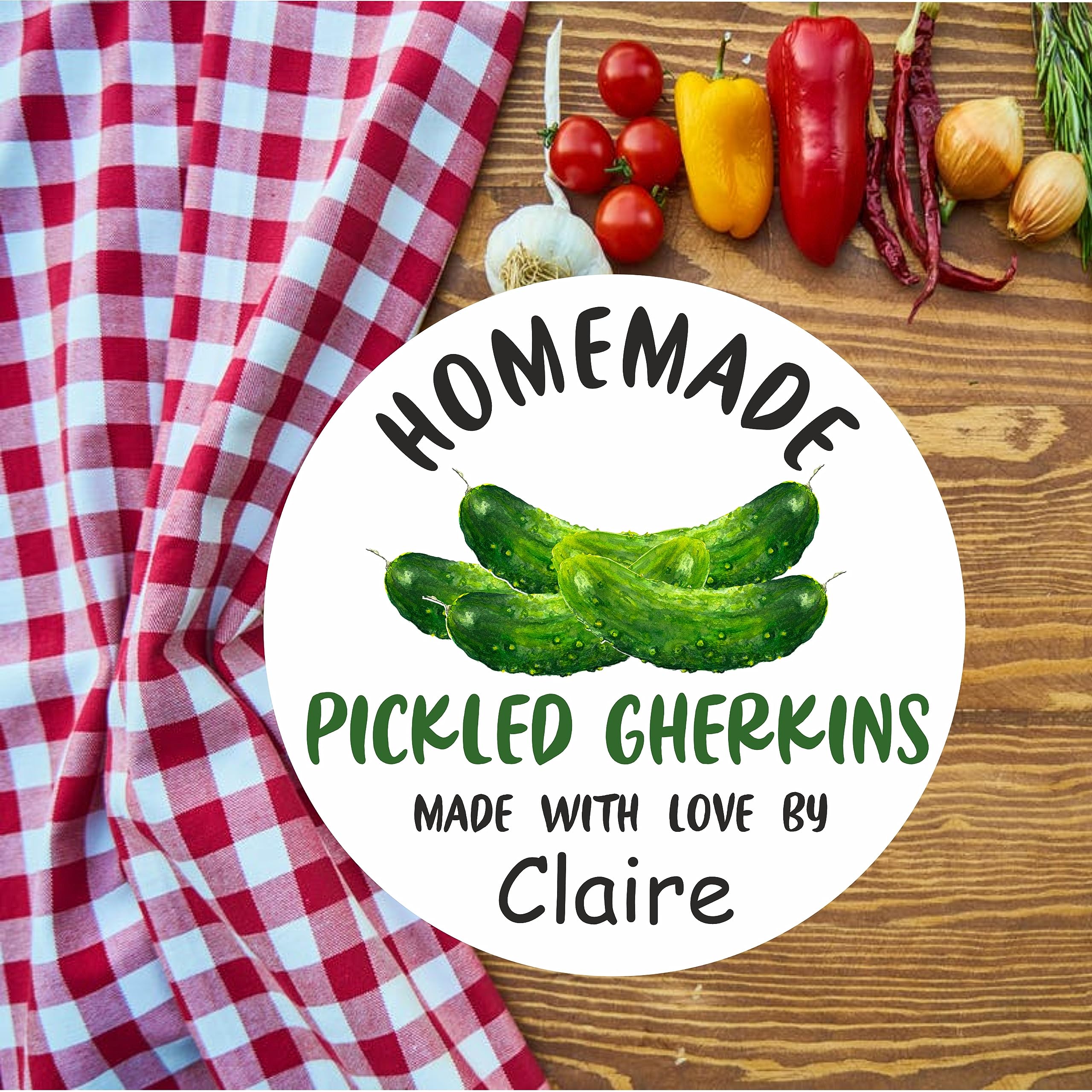 39 Pickled Gherkin Wally Labels, Stickers Personalised with Any Name