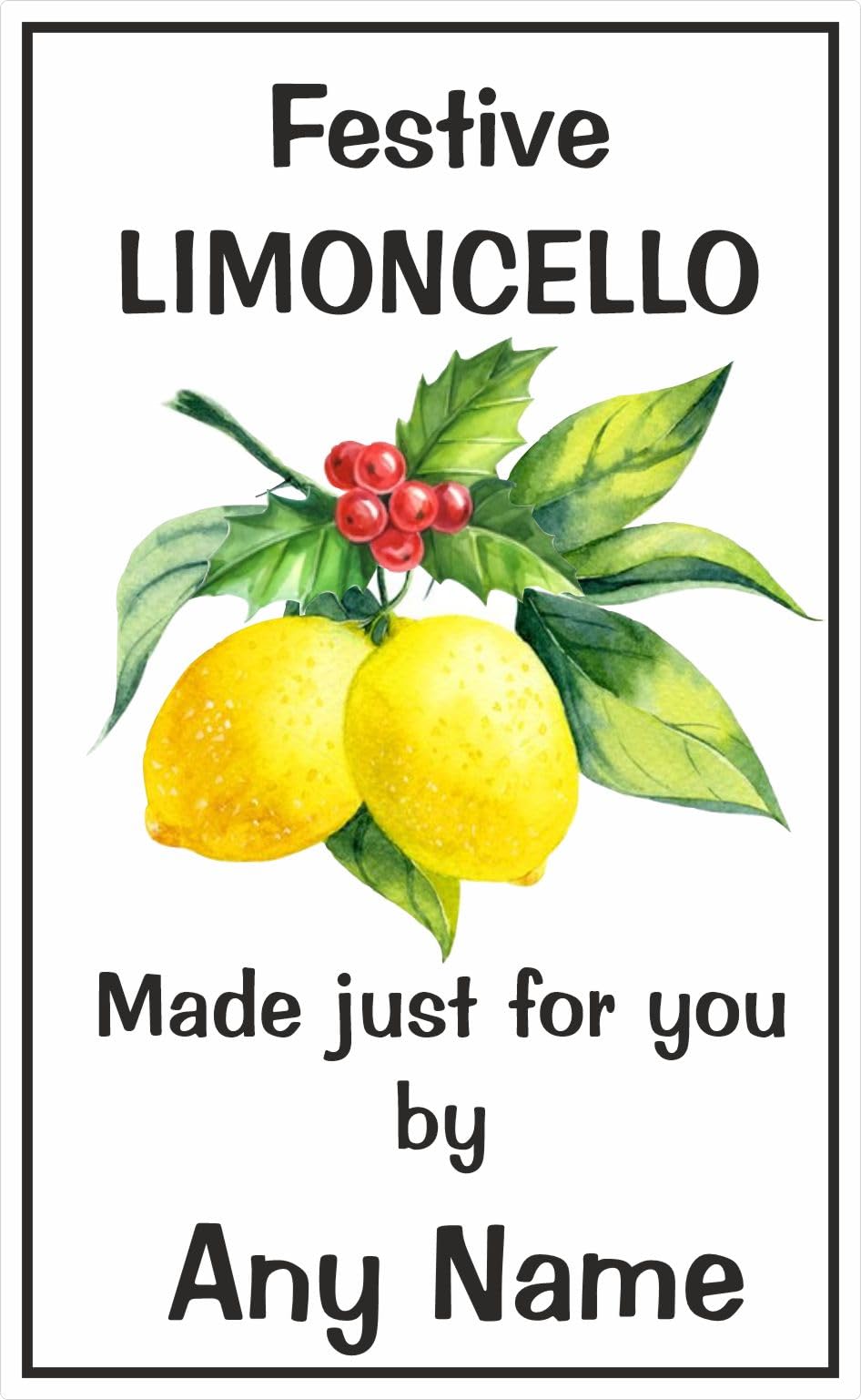 8 Personalised Festive Limoncello Bottle Labels Great Christmas Gift, Stocking Filler, Neighbour etc