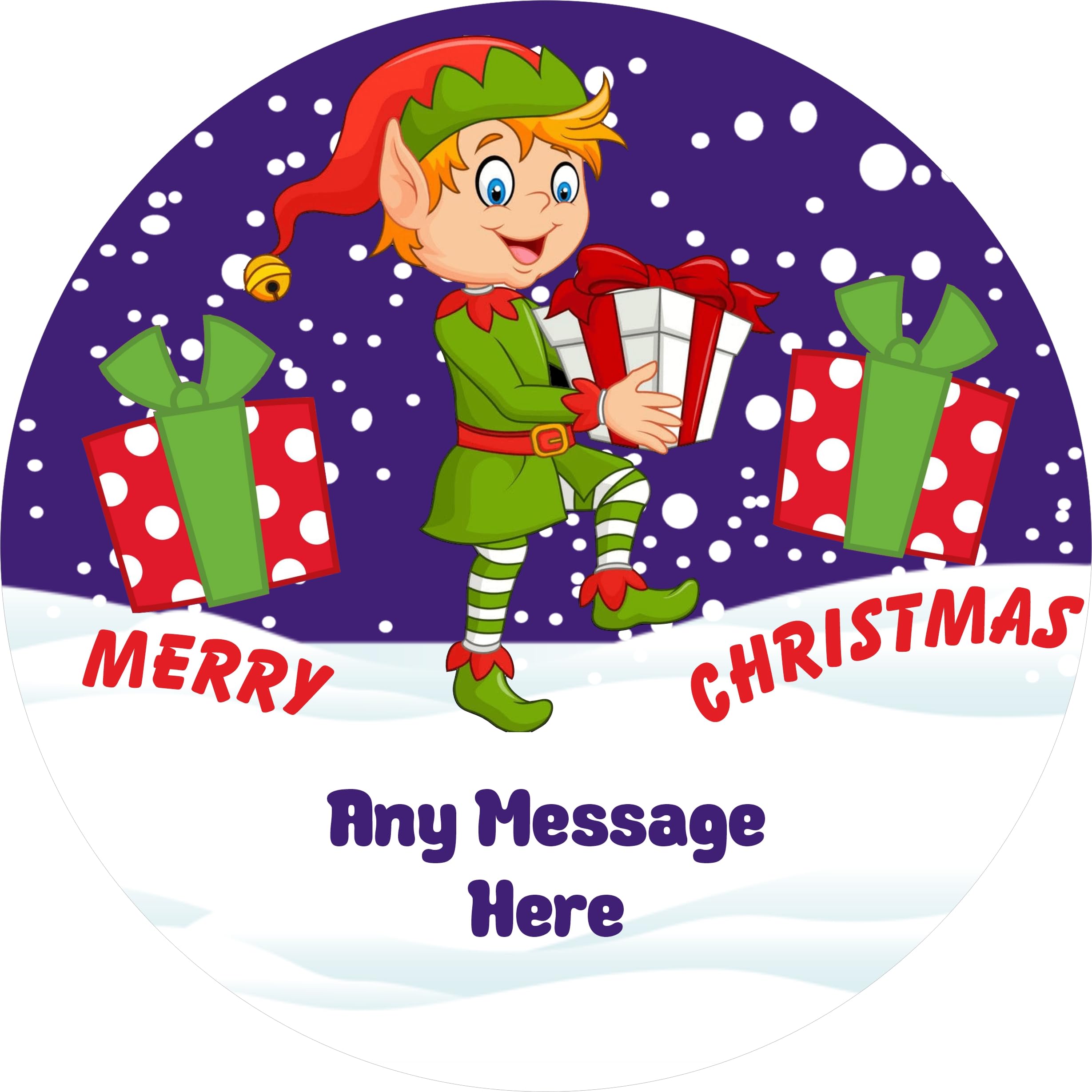 Elf design Personalised Christmas label for Heroes Chocolate Tub gift idea