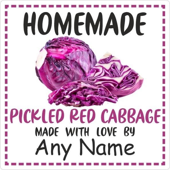 39 Pickled Red Cabbage Jar Labels, Stickers Square Design Personalised with Any Name