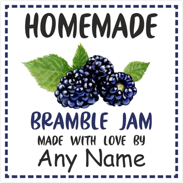 39 Bramble Jam Jar Labels, Stickers Square Design Personalised with Any Name