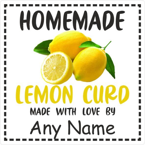 39 Lemon Curd Jar Labels, Stickers Square Design Personalised with Any Name
