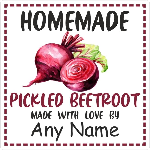 39 Pickled Beetroot Labels, Stickers Square Design Personalised with Any Name